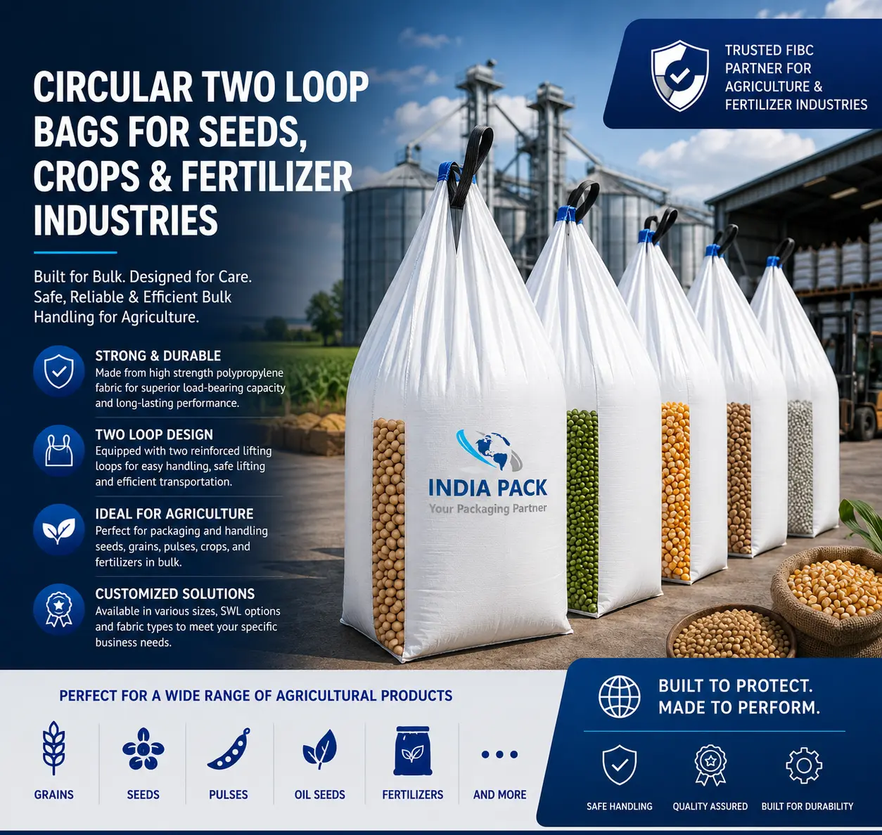 India Pack : Seeds Crops and Fertilizers One loop two loop jumbo bags